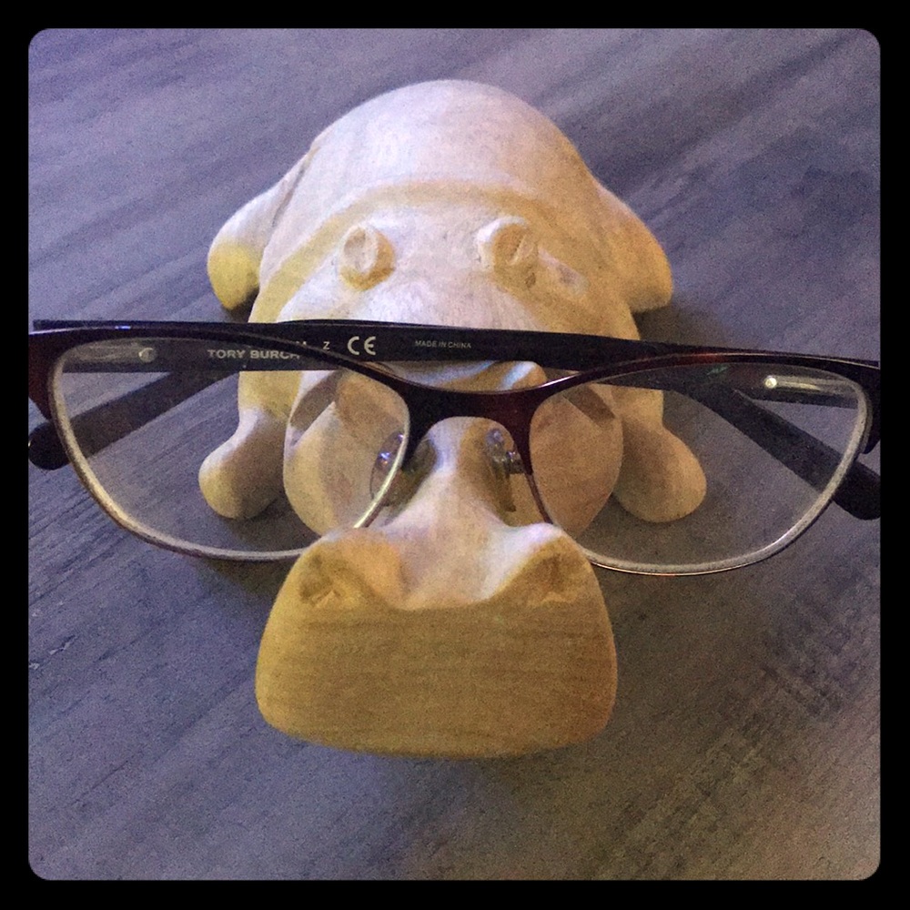 Hand Carved Wooden Hippo Eyeglass Holder